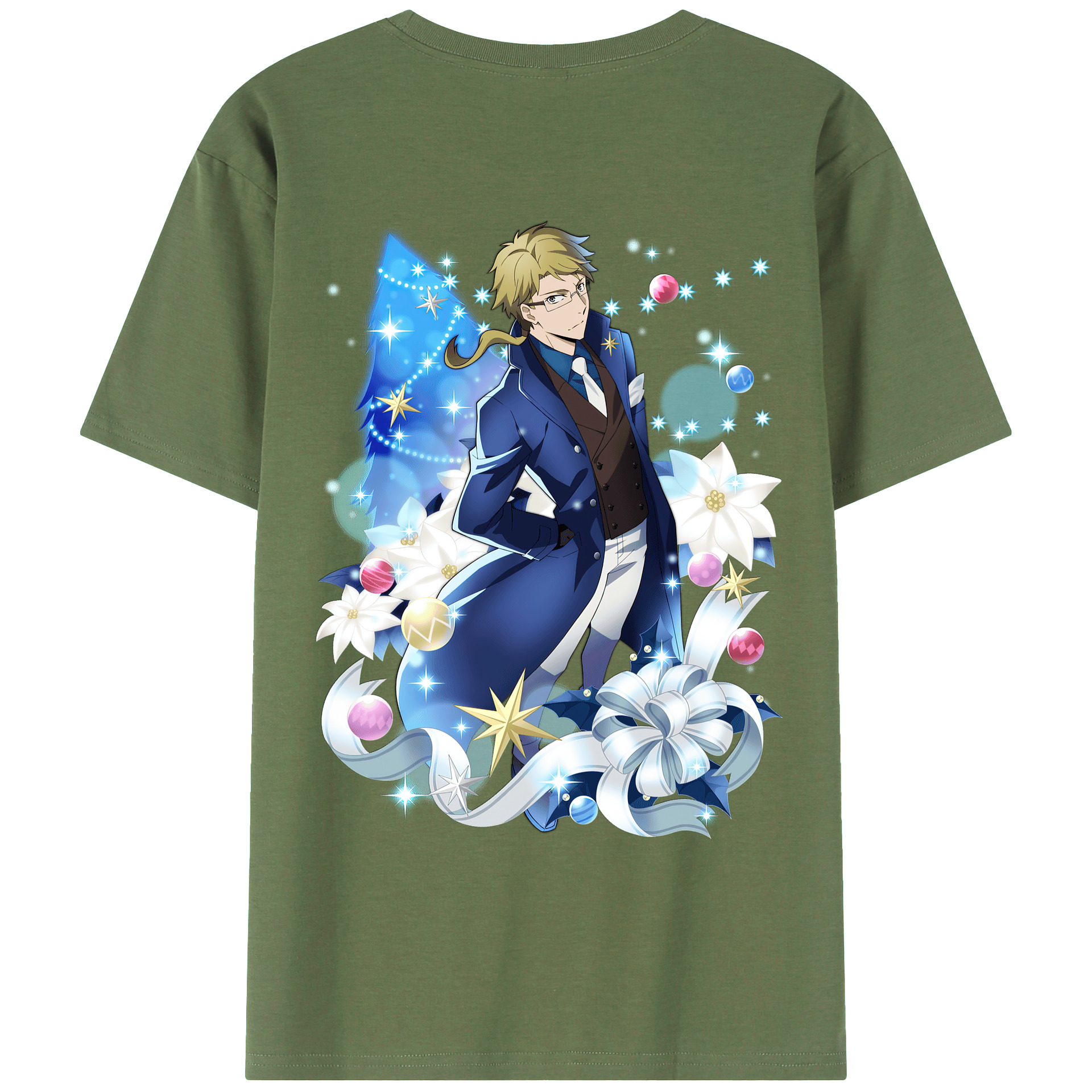 （画像用） 文豪ストレイドッグス Bungo Stray Dogs 綿100％ メンズ半袖Tシャツ（バックプリント） 通気性